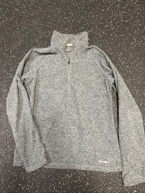 Eddie Bauer Heather Gray Quarter-Zip Pullover
